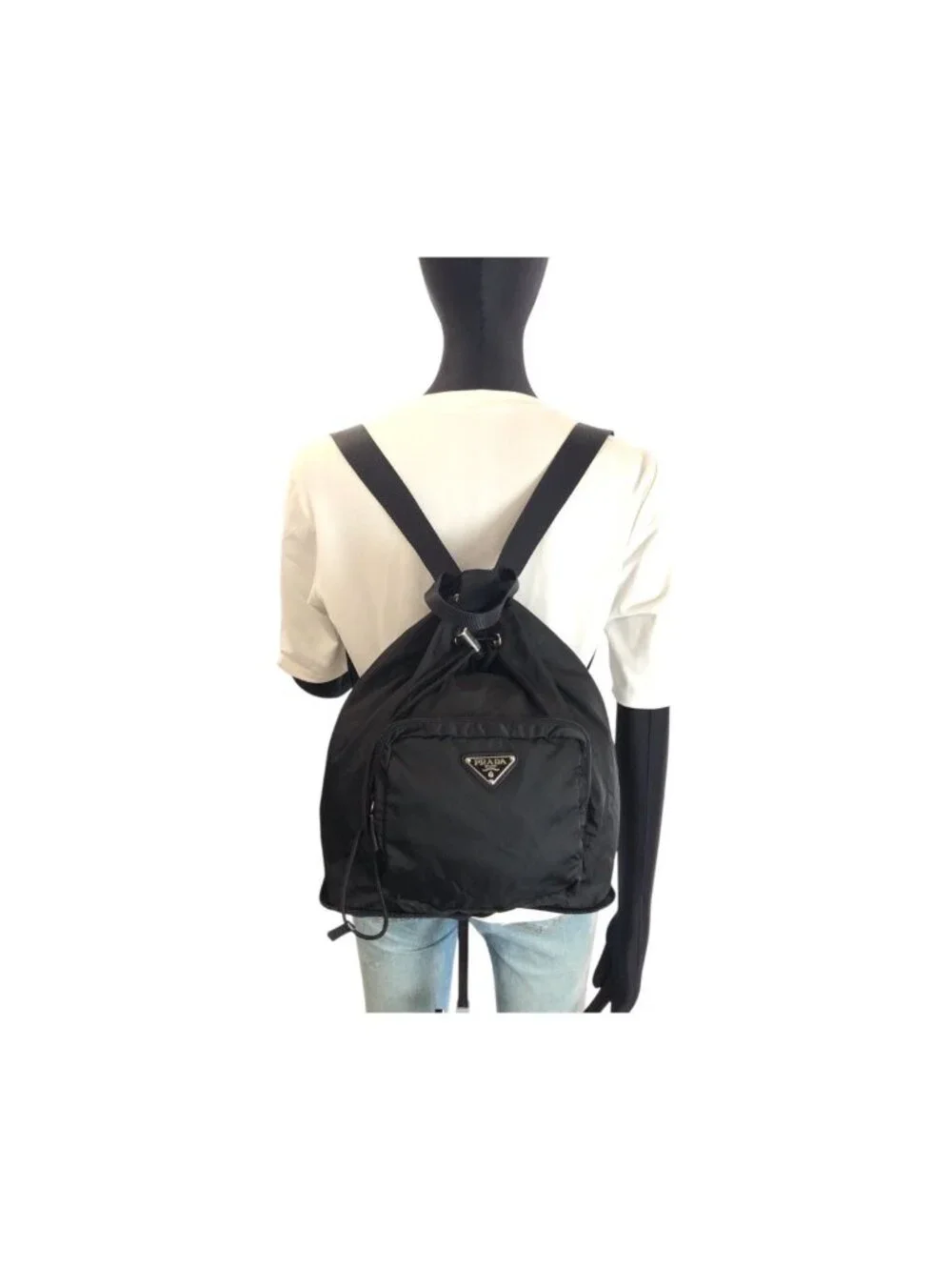 Prada Tessuto Black Silver Nylon Leather Backpack